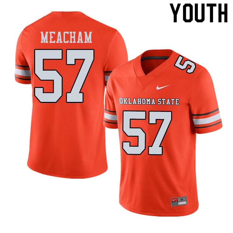 Youth #57 Seth Meacham Oklahoma State Cowboys College Football Jerseys Sale-Alternate Orange - Click Image to Close